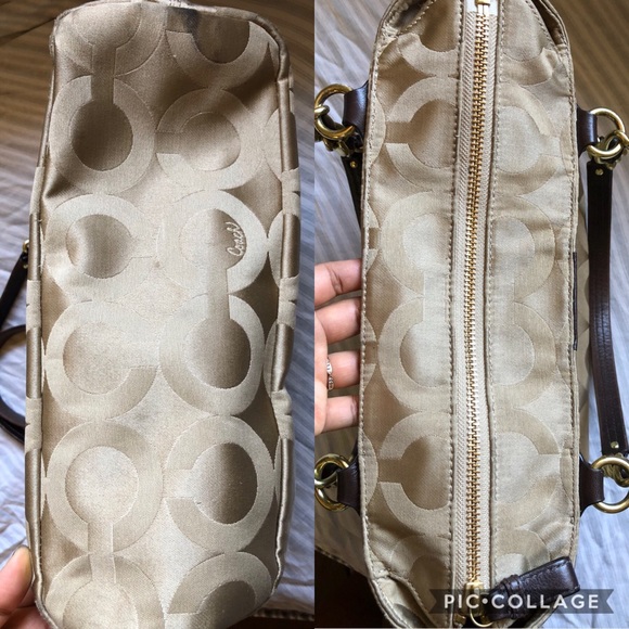 COACH Madison Tote Bag Purse Light Khaki Handbag - Picture 6 of 8